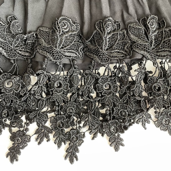 Nwot 90’s Hand Lace Hem Sheer Accordion Crinkled Slip Skirt - Picture 3 of 7